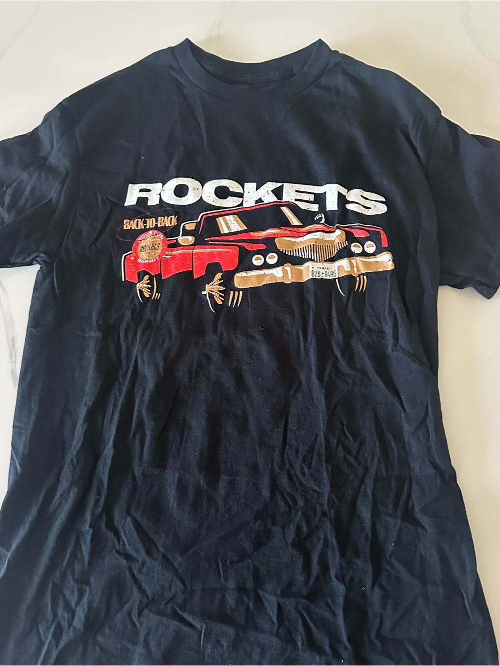 Gildan Black Rockets Houston Tee with Red & Gold Car Graphic